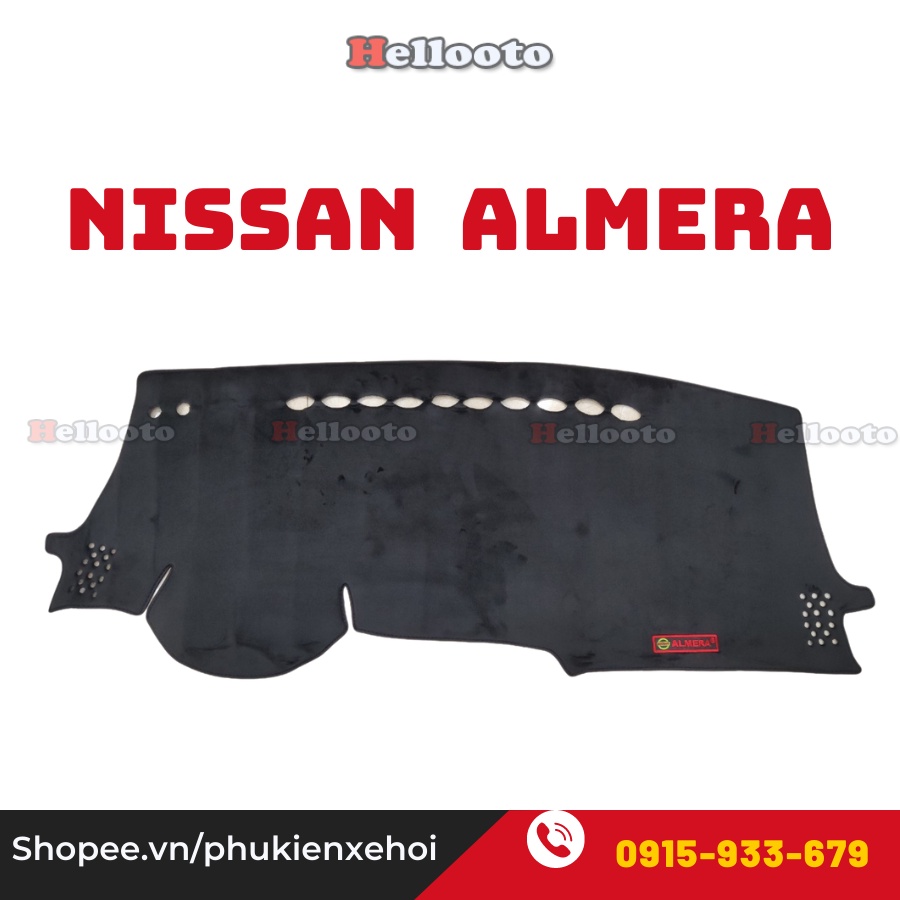 Thảm Taplo Nissan Almera 2021 2022 Màu Đen Chất Liệu Nhung Lông Cừu Đế Có Chống Trượt, chuẩn form xe