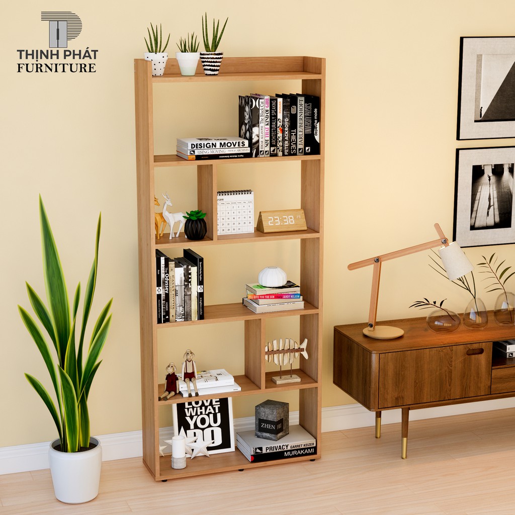 KỆ SÁCH- KỆ TRANG TRÍ 6 TẦNG TRƯNG BÀY THỊNH PHÁT FURNITURE  KS-TP 05  (70cm x 162cm)