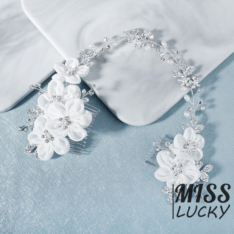 Lược Cài Tóc Hoa Đính Ngọc Trai Sang Trọng Cho Cô Dâu