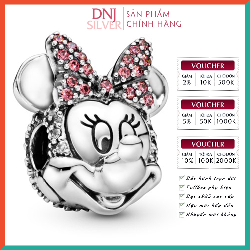 Charm bạc 925 cao cấp, hàng chuẩn bạc - Charm Minnie Mouse Pink Pavé Bow thích hợp để mix vòng tay charm - DN278