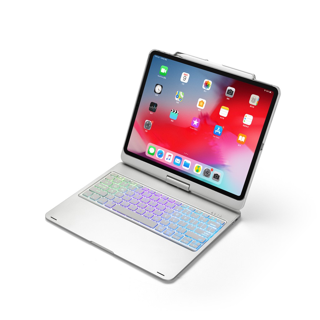 🌟CHÍNH HÃNG🌟 Bàn phím Bluetooth IPAD 12.9 inch 2018 ốp lưng xoay 360° đèn nền 7 màu F129 {BẢO HÀNH ĐỔI MỚI}