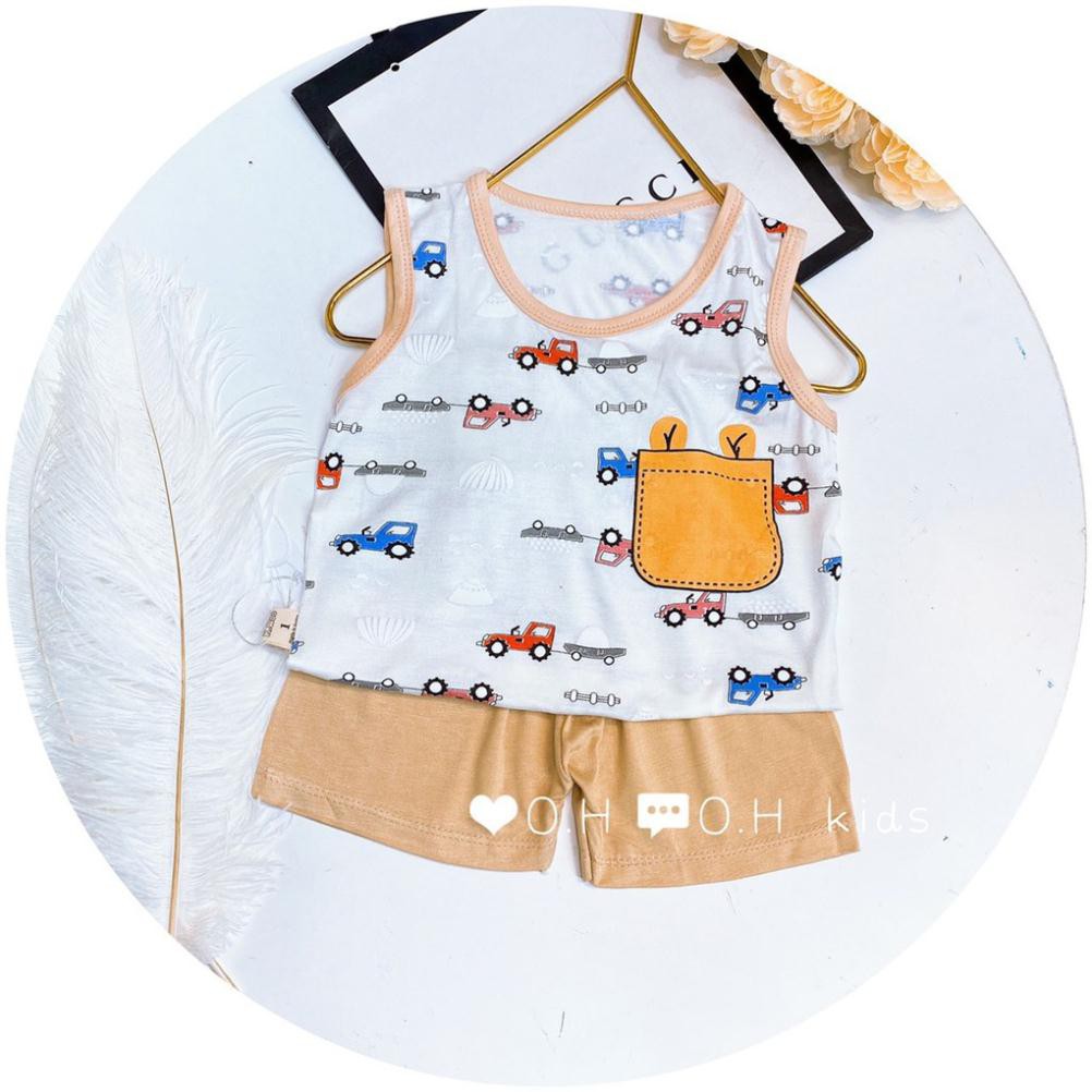 Bộ sát nách thun lạnh túi zip hình túi cho bé