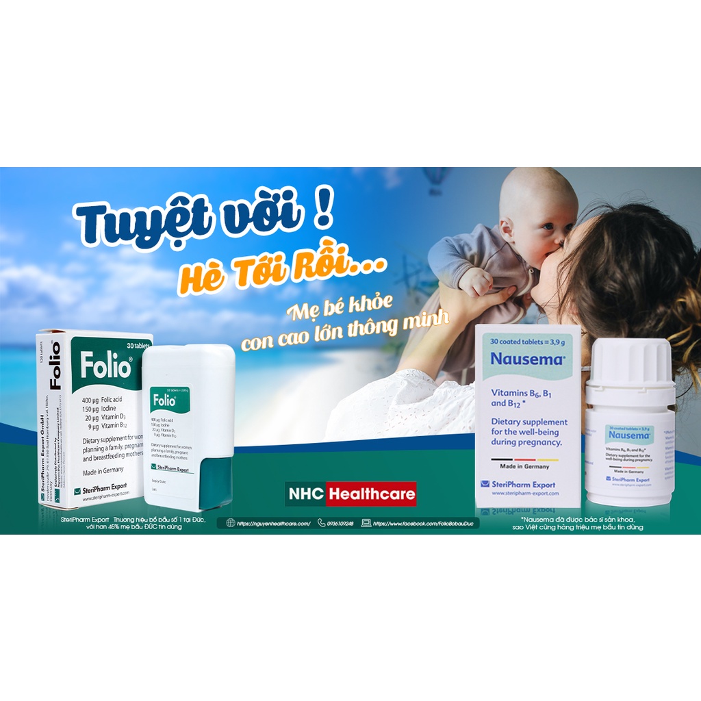 Combo Bé khỏe Mẹ vui gồm 1 Folio bổ bầu + 1 chống nghén Nausema