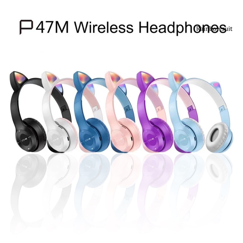 Tai Nghe Bluetooth 5.0 Không Dây Rb- P47M Hình Tai Mèo Phát Sáng