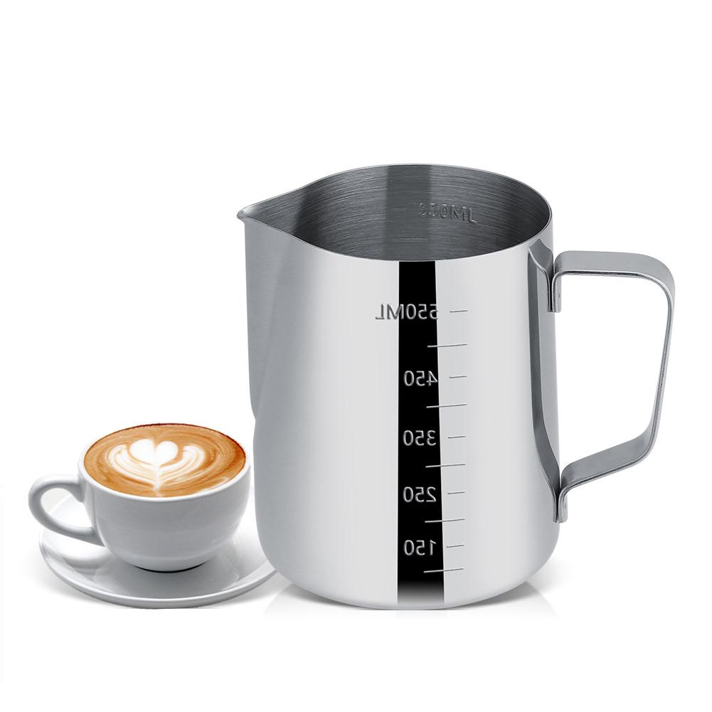 【Hàng Sẵn】Allinit Bộ Ly Inox Pha Cà Phê + Đo Lường Có chia vạch Cốc ca đánh sữa inox 600ml 304 cà phê Espresso rót bằng thép không gỉ tiện dụng