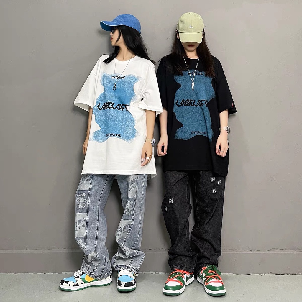 Áo thun tay lỡ cotton 2 chiều dáng unisex form rộng mã LABEL OFF