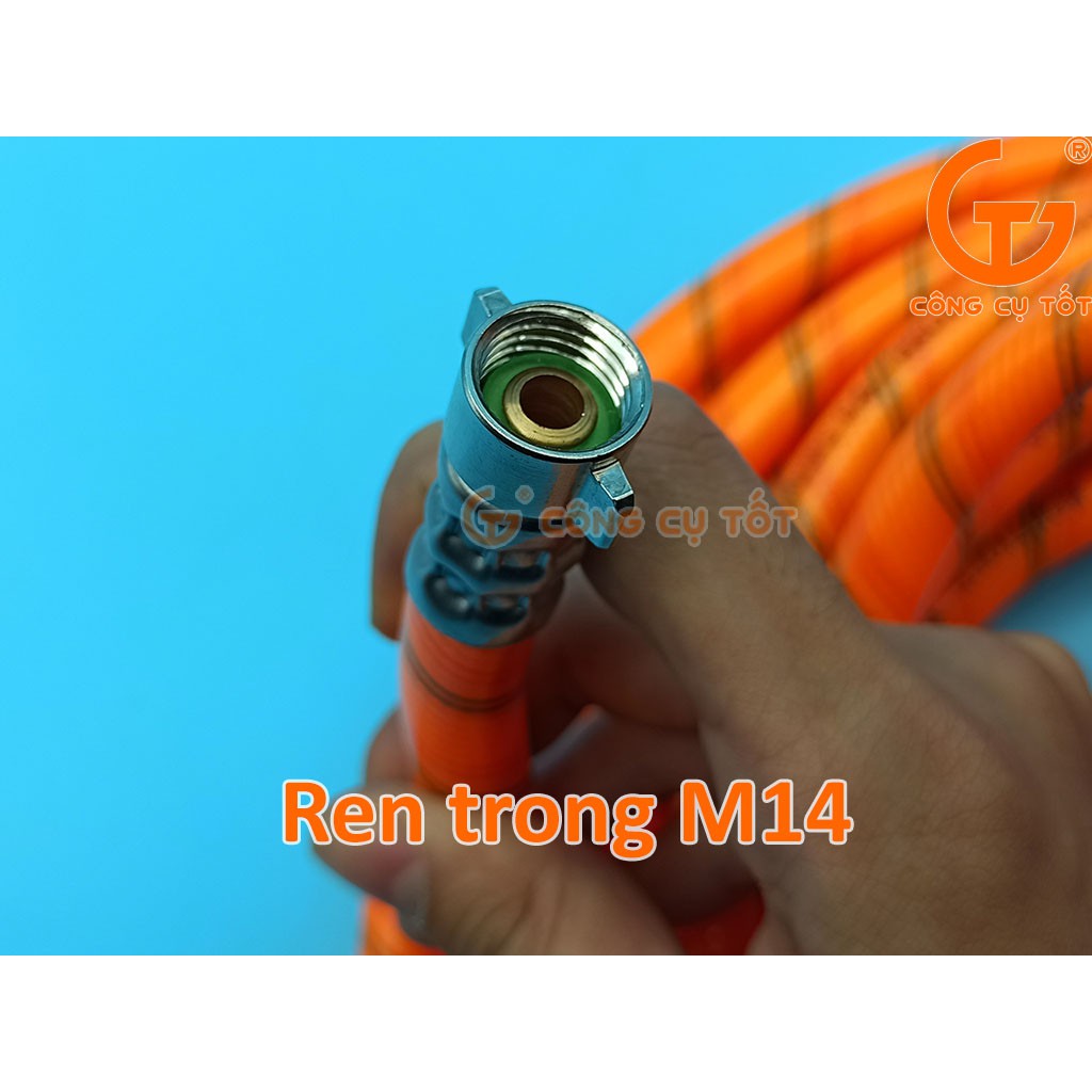 Dây rửa xe vằn 5 lớp áp lực Lion Air 280kgf/cm² - 27MPa Ø8.5mm dài 10m hai đầu ren nhỏ M14 trong ngoài