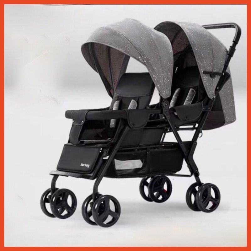 xe đẩy đôi cho bé có thể gấp gọn dc, nằm ngồi nhiều tư thế. tiện dụng khi mang theo ra ngoài