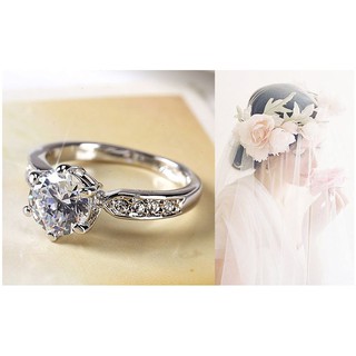 Nhẫn Nữ Bạc Đính Đá Sang Trọng, Quý Phái, Nhẫn Bạc Cầu Hôn
