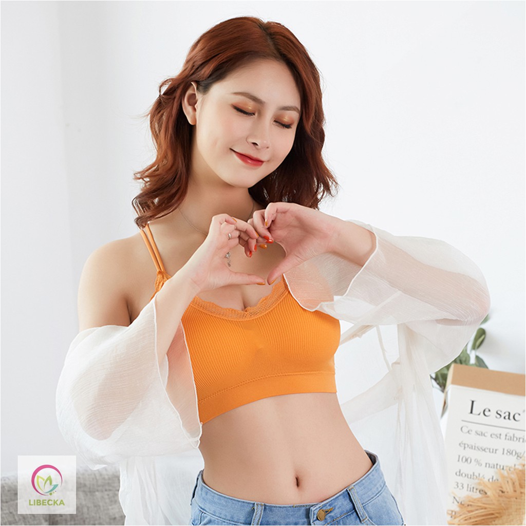 Áo bra nữ áobra len gân tăm đẹp 4 dây chéo lưng mút mỏng nâng ngực giá rẻ Sexy gợi cảm LIBECKA AL08