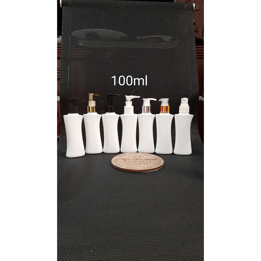 Chai nhựa trắng eo HDPE 100ml vòi ấn