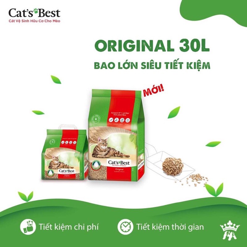 CAT'S BEST ORIGINAL CÁT VỆ SINH HỮU CƠ CHO MÈO 30L(13kg)