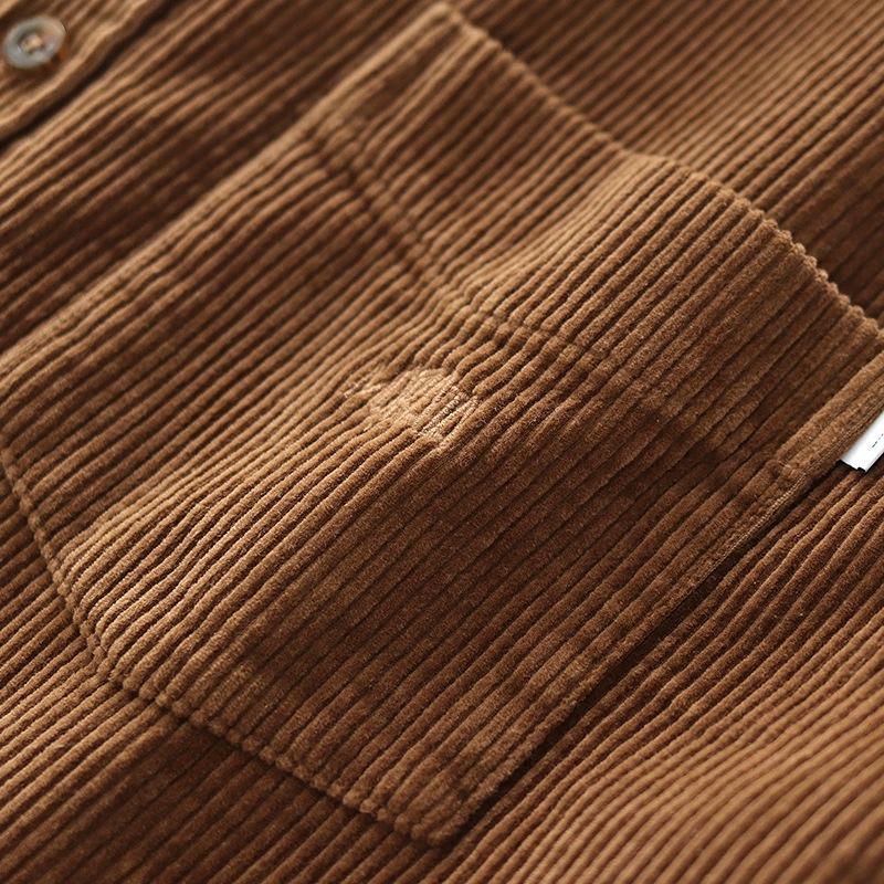 Áo Sơ Mi Khoác Ngoài Vải Nhung Dày Dáng Rộng Phong Cách Retro Nhật Bản Cho Nam TF1