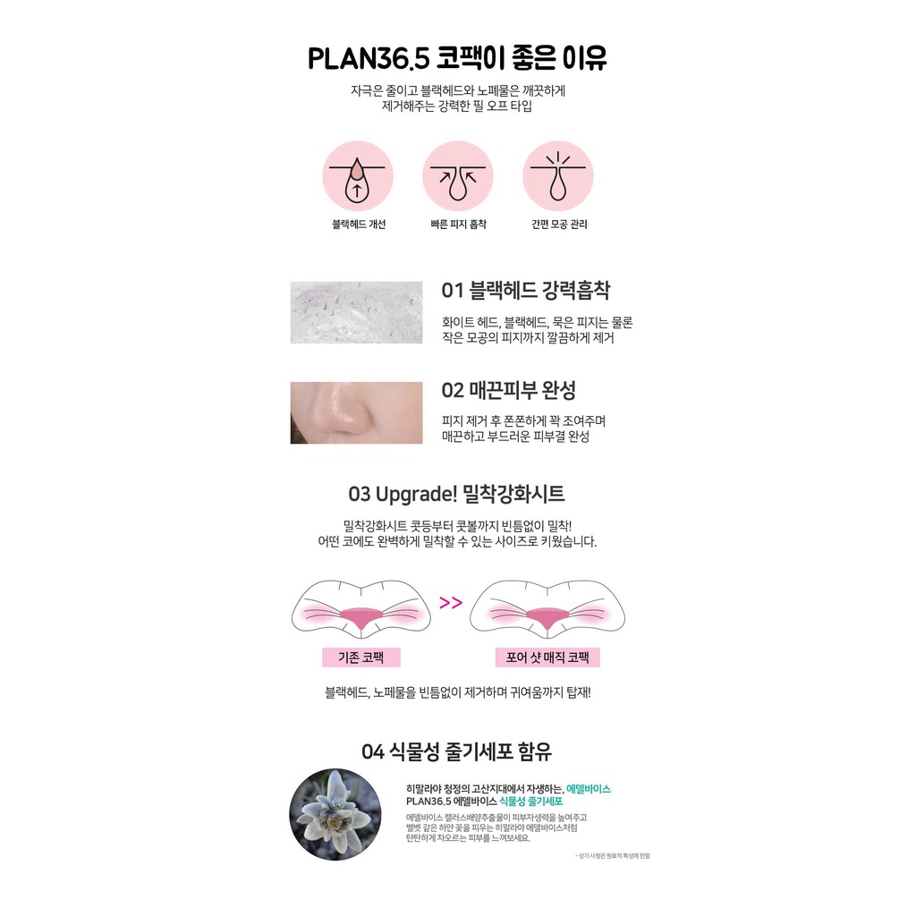 Combo 3 Miếng Lột Mụn Se Lỗ Chân Lông Vùng Mũi Pore Shot Magic Nose Pack Plan 36.5 (Hàn quốc)