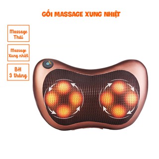 Gối massage hồng ngoại 8 bi công nghệ 5D – Mát xa cổ vai gáy - Bảo Hành 3 tháng - Kaizo Mart