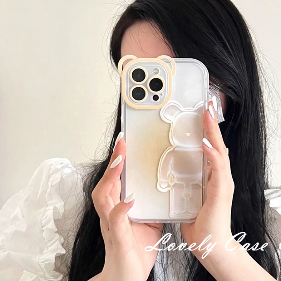 IPhone 14 13 12 11 Pro Max X XR Xs Max 8 7 6 6s Plus SE 2020Ốp Điện Thoại Dẻo Trong Suốt Màu Gradient Kèm Búp Bê Cho