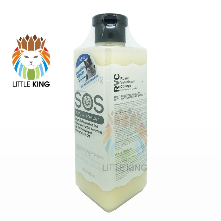 Sữa tắm SOS dành riêng cho mèo dung tích 530ml Chai màu trắng Little King pet shop