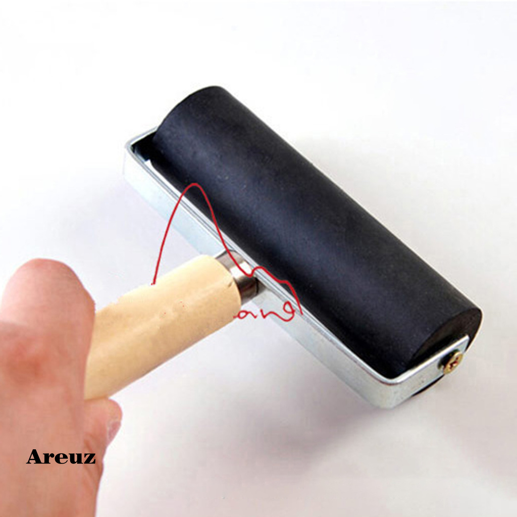 Areuz 3.5cm Printing Roller Smooth Surface Labor-saving Rubber Multi-purpose Flat Ink Roller for Printmaking