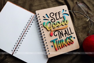 Sổ gỗ a6 hoạ tiết typo