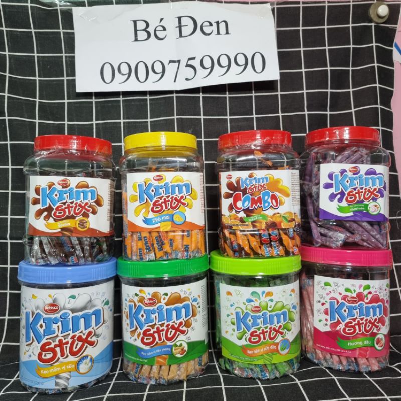 Krim Stix 8 vị Phô Mai, Socola, Sữa, Dứa, Dâu, Đậu Phộng, Khoai Môn, Socola & Cam