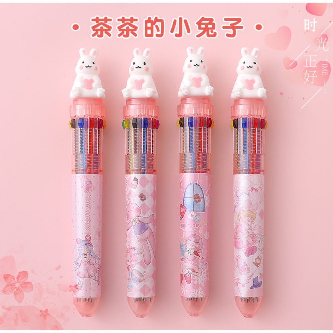 Bút Bi Bấm Nhiều Màu Ngòi 0.5mm Họa Tiết Hoạt Hình Dễ Thương