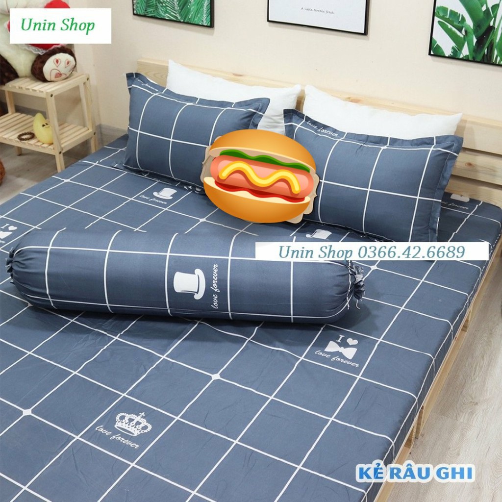 (Siêu rẻ) Ga bọc nệm, drap bo chun kích thước m6/m8 mẫu Họa Mi Xanh siêu đẹp chất Poly cotton - Ga kèm 2 áo gối