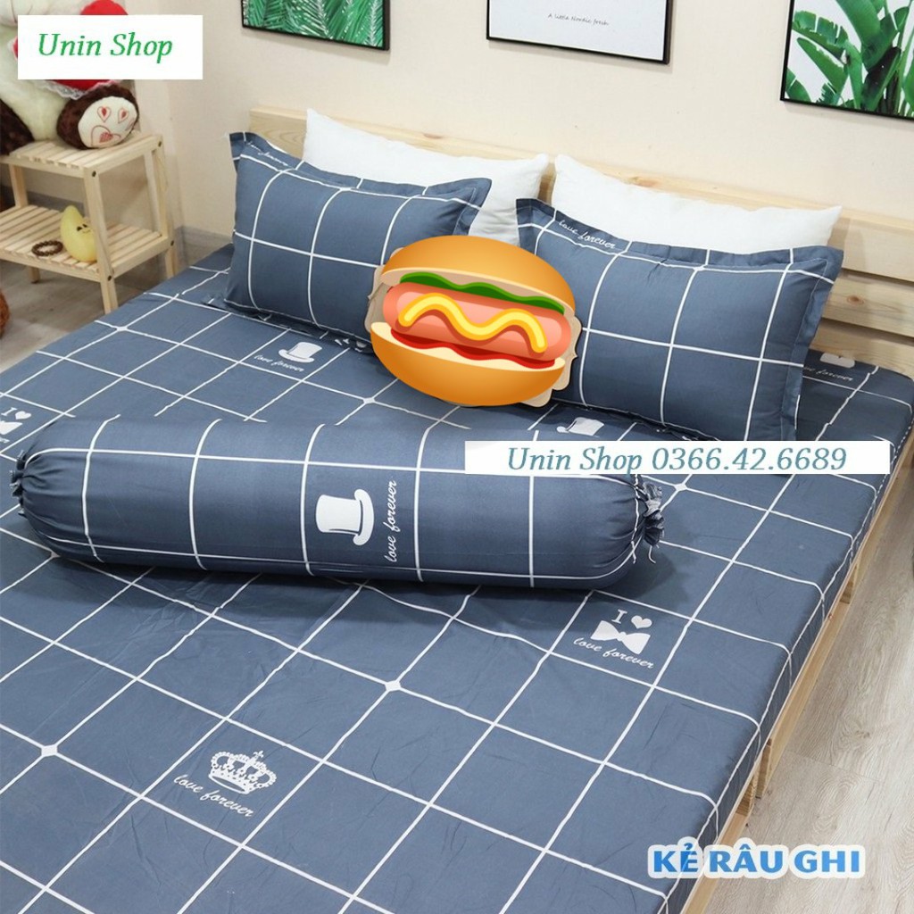 (Freeship50k) Ga bọc nệm, drap bo chun kích thước m6/m8 mẫu Bơ Hello kèm 2 áo gối chất Poly cotton - Hàng đẹp