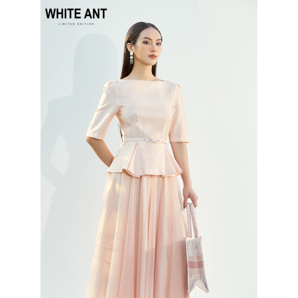 Áo Peplum Nữ WHITE ANT DORIS BOAT NECK SHIRT Thiết Kế Xếp Nếp Ở Eo, Chất Liệu Vải Tencel Mặt Sứ Mềm Mại 170300128
