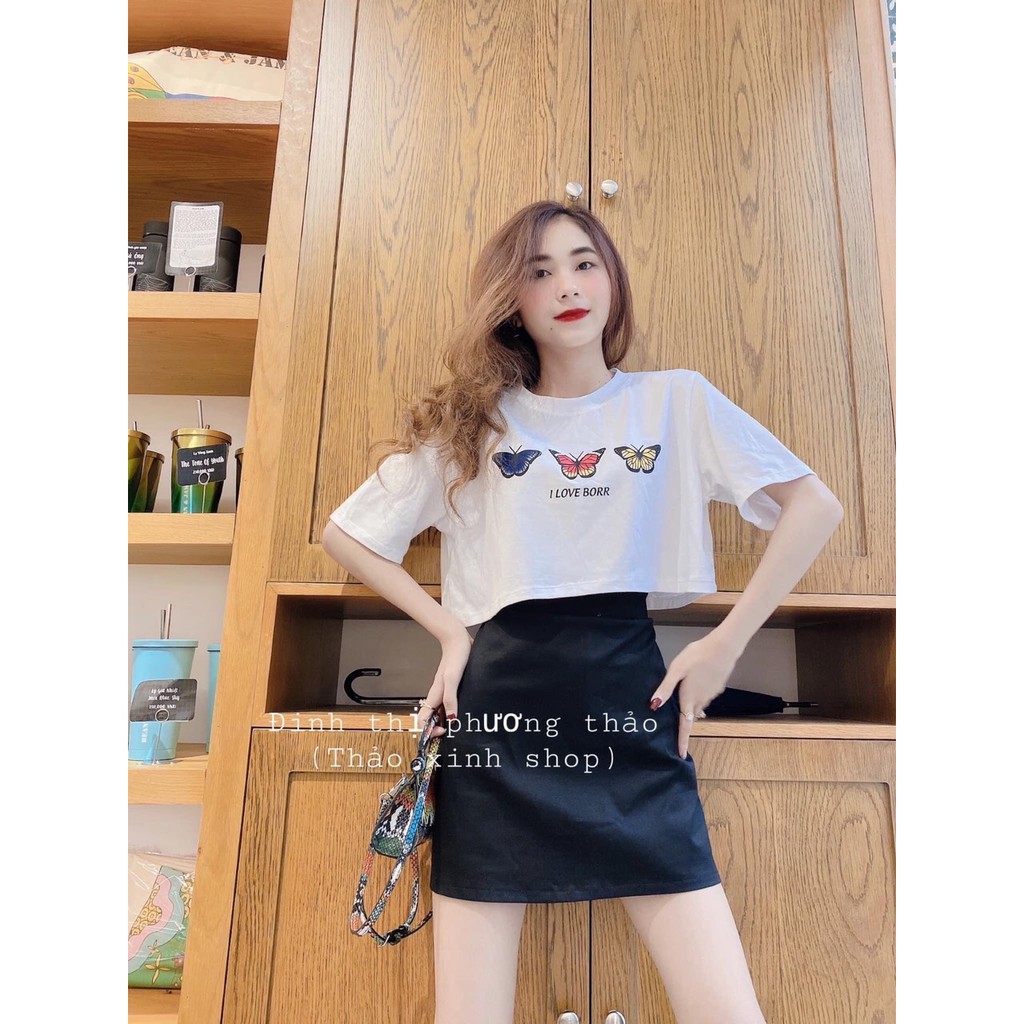 Áo Thun Croptop 3 Chú Bướm Sắc Màu Siêu Cute AT11 | BigBuy360 - bigbuy360.vn