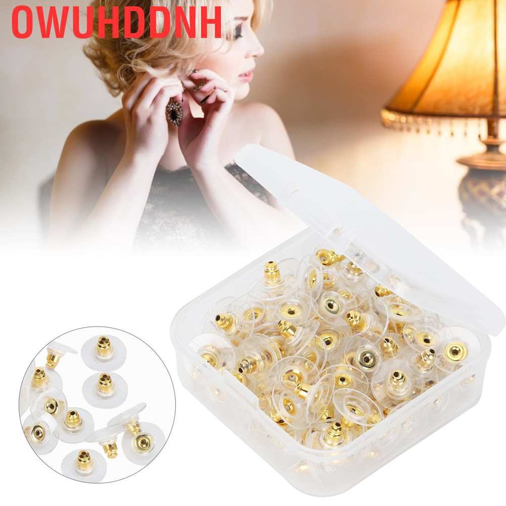 Owuhddnh 100Pcs Earring Backs Post Backings Stopper Replacement Stud Secure Hook