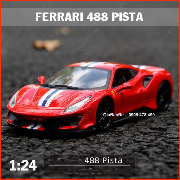 Xe Mô Hình Kim Loại Ferrari 488 Pista Tỉ Lệ 1:24- Bburago - Đỏ - 8131 1