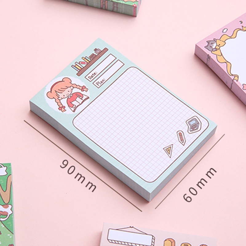 Set 100 Tờ Giấy Ghi Chú Họa Tiết Hoạt Hình Dễ Thương