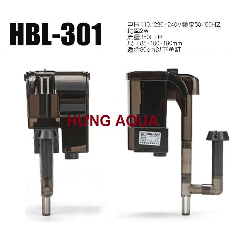 Lọc thác treo bể cá mini SUNSUN HBL 301, 501 701 tiết kiệm điện tích hợp lọc váng (chính hãng)