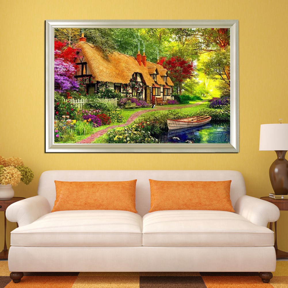 Bộ tranh đính đa 5D hình ngôi nhà đẹp mắt dùng trang trí nội thất | BigBuy360 - bigbuy360.vn