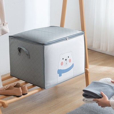 Túi vải cotton mềm đựng quần áo đa năng gấp gọn họa tiết hình thú dễ thương