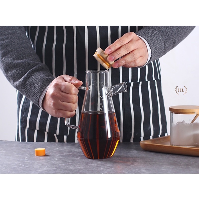 Bình Đựng Dầu Nắp Gỗ , Chai Lọ Có Doăng Silicon , Đựng Nước Tương , Nước Mắm