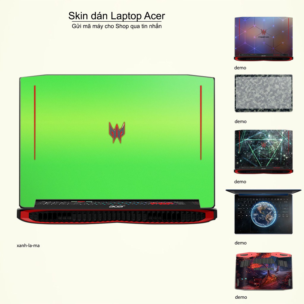 Skin dán Laptop Acer màu xanh lá mạ (inbox mã máy cho Shop)