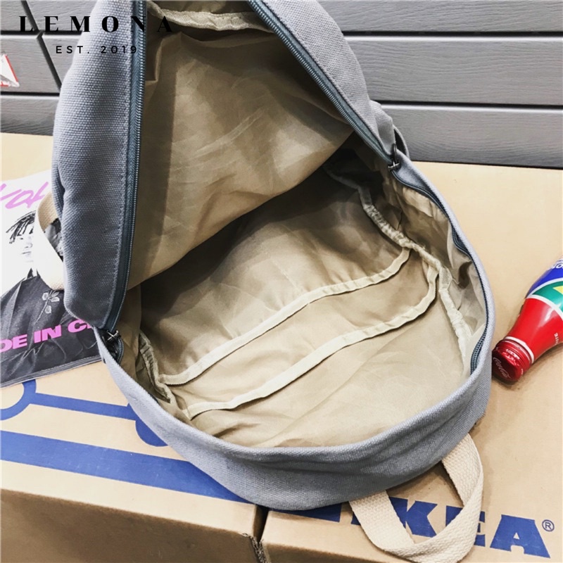 Balo Vải Canvas Basic Trơn Màu Solid Balo Học Sinh Phong Cách Hàn Quốc Đơn Giản