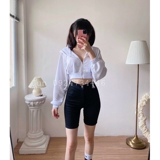 Áo Khoác Croptop Có Nón, Túi 2 bên tập gym yoga