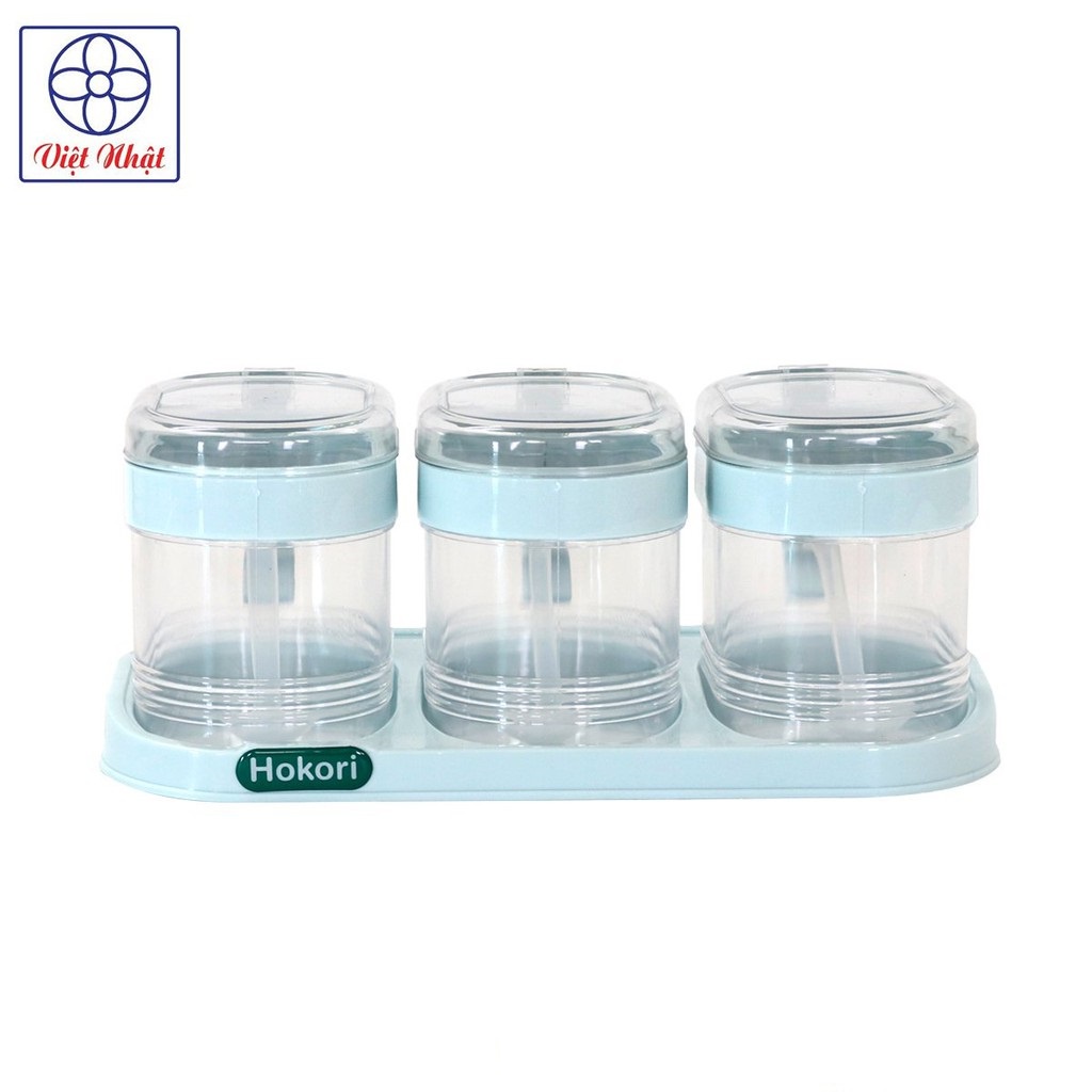 Bộ 3 hộp đựng gia vị kèm thìa, nhựa PP