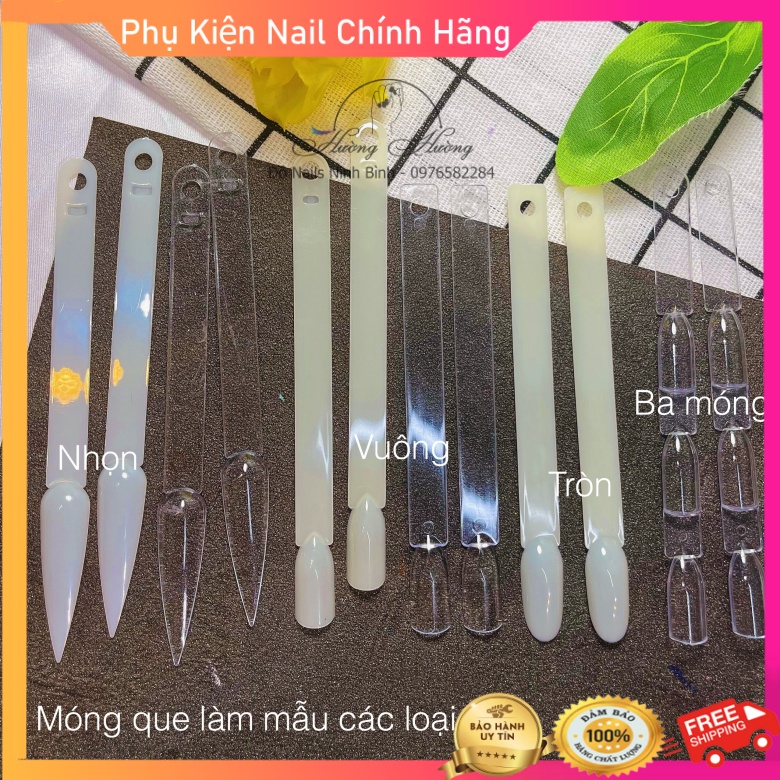 Móng làm mẫu, móng tập vẽ nail, móng nhọn, vuông, tròn, 3 móng nối nhau (bịch 120 móng)