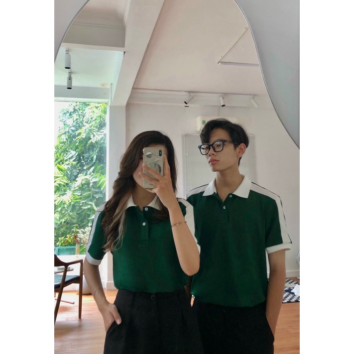 Áo Thun Nữ Cổ Bẻ Chất Cotton Trơn Mềm Mát Phối Sọc Tay Form Chuẩn Mặc Đẹp Tôn Dáng [NEW UNISEX]