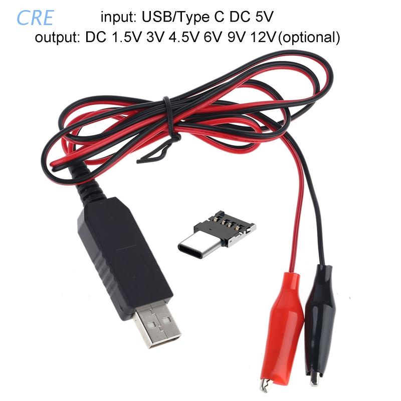 Dây cáp nguồn pin AA AAA C D 2 trong 1 chuyển đổi từ USB Type C sang 1.5v 3v 4.5v cho bộ đàm đèn LED