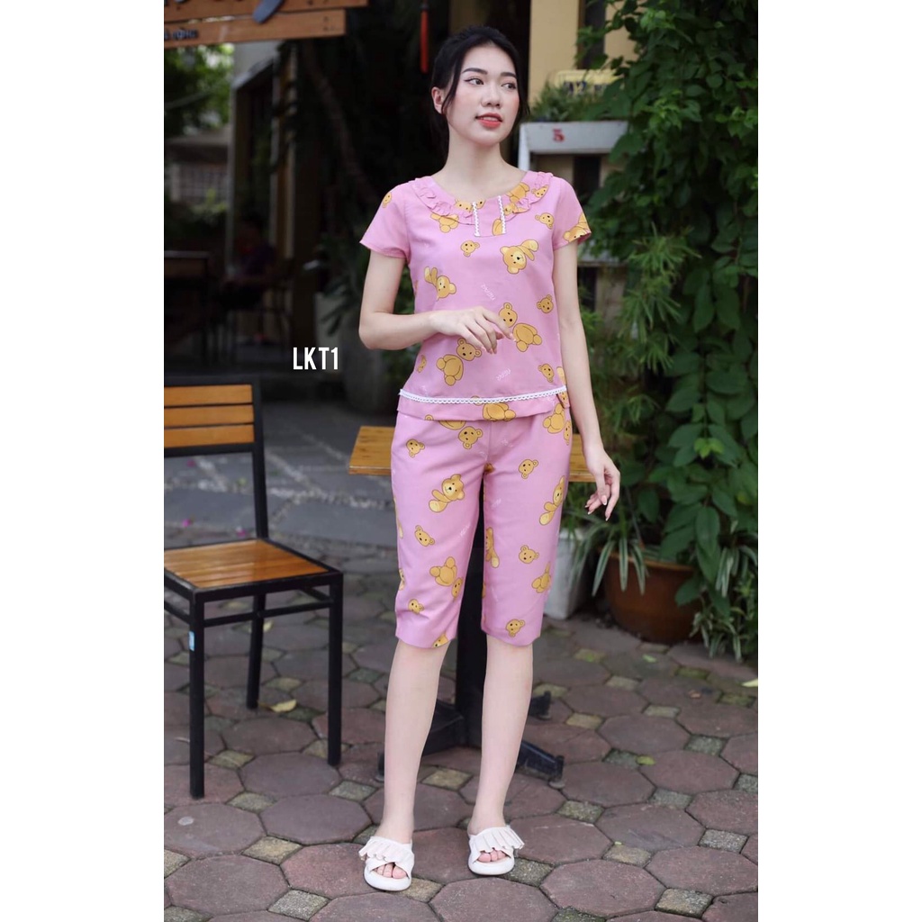 Sale] Đồ bộ mặc nhà,đồ ngủ,quần áo nữ, bộ mặc nhà nữ,bộ lửng họa tiết gấu dễ thương,xinh xắn | BigBuy360 - bigbuy360.vn
