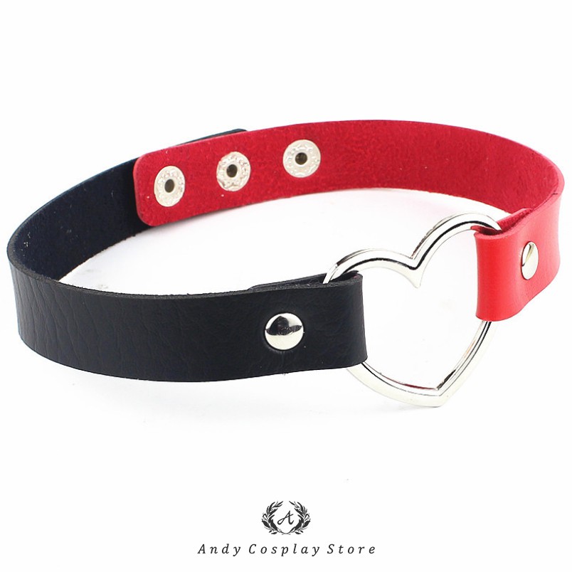 Vòng cổ/ Choker trái tim giả da 2 màu