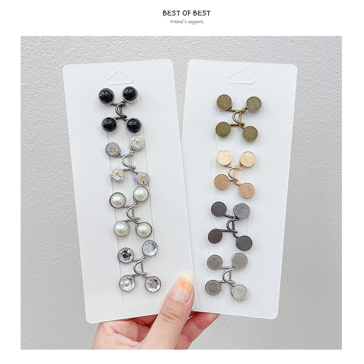 Nút cài eo quần tàng hình không cần đục lỗ có thể điều chỉnh và tháo rời kiểu Hàn Quốc thời trang