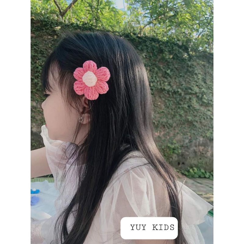 Kẹp tóc len móc handmade cho bé gái size 6cm