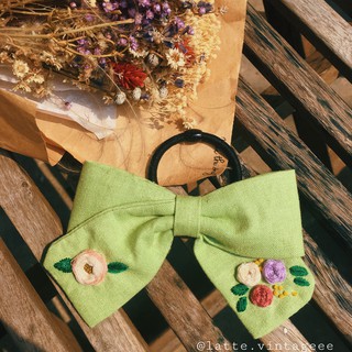Nơ cột / buộc tóc thêu tay họa tiết hoa hồng