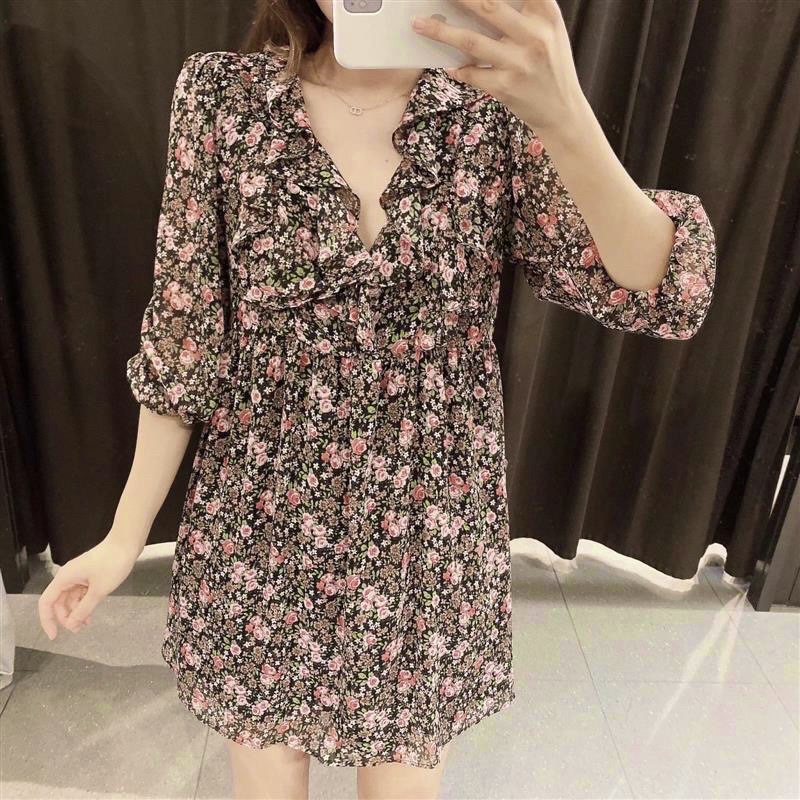 Zara Morocco full tag - đầm Zara voan hoa nhí xinh đẹp