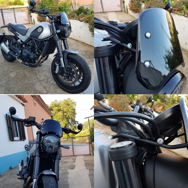 Kính Chắn Gió Không Khung Gắn Phía Trên Đèn Pha Dành Cho Xe Mô Tô Benelli Leoncino 250 500